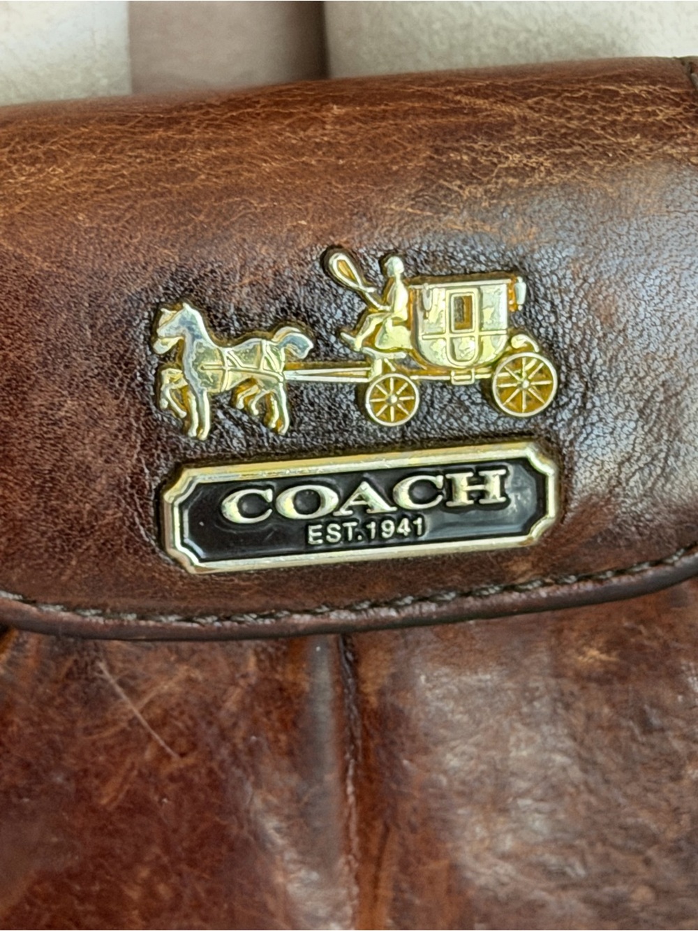 Coach Brown Leather Continental Wallet with Signature Horse & Carriage Plaque - Picture 2 of 16